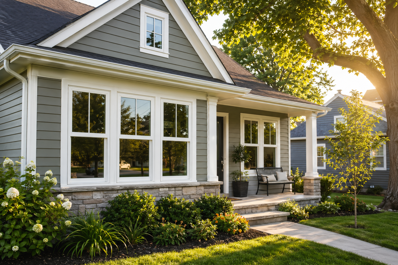 Updated suburban home with energy-efficient replacement windows